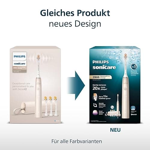 Philips Sonicare DiamondClean Prestige 9900 – Elektrische Zahnbürste mit SenseIQ, A3 Premium-All-in-One-Bürstenkopf und Ladeetui in Mitternachtsblau (Modell HX9992/12) thumbnail 8