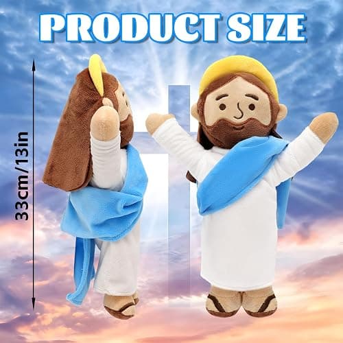 Yelakey Jesus Plush Jesus Stuffed Doll Christian Stuff Plushie Toys Religious Party Favors Gifts for Kids for Christening Easter Christmas (brownblue) thumbnail 3