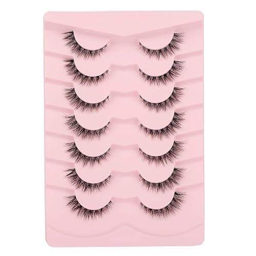 Gmagictobo Natural Lashes Short Wispy Cat Eye False Eyelashes Clear Band Fake Eyelashes Pack 7 Pairs Soft Strips Fake Eye Lashes - Image 1