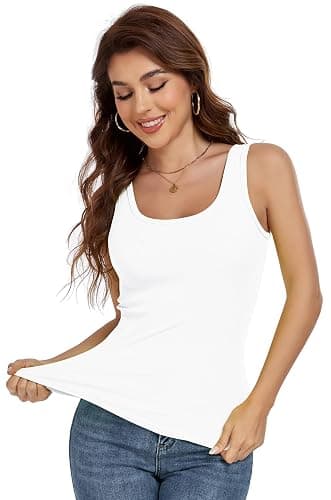 AUHEGN Tank Top for Women Summer Sleeveless Scoop Neck Ribbed Workout Tank Tops Slim Fitted Basic Cami Tee Shirts thumbnail 4