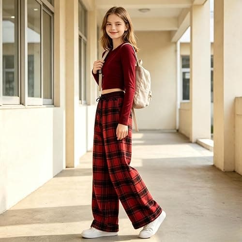 Voxikodex Girls Clothes 2 Piece Long Sleeve Shirt & Plaid Pants Teen Girls Fall Outfits 9-16Y thumbnail 5