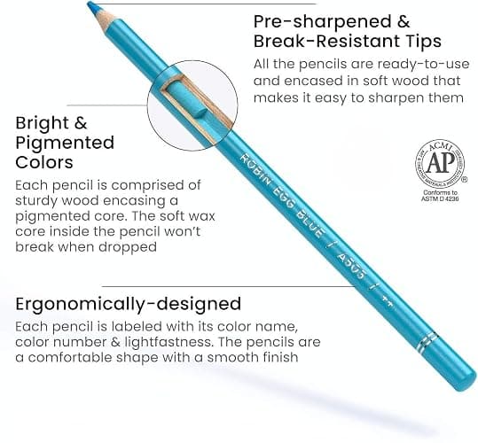 ARTEZA Colored Pencils 72 Soft Wax-Based Color Pencils for Adults & Artists. Pre-Sharpened Drawing Set for Blending, Coloring, Shading & Sketching. Professional Art Supplies in Tin Box, Holiday Gift thumbnail 4