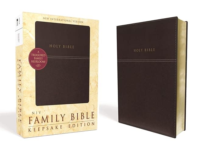 NIV, Family Bible (Keepsake Edition), Leathersoft, Burgundy, Red Letter - Image 1