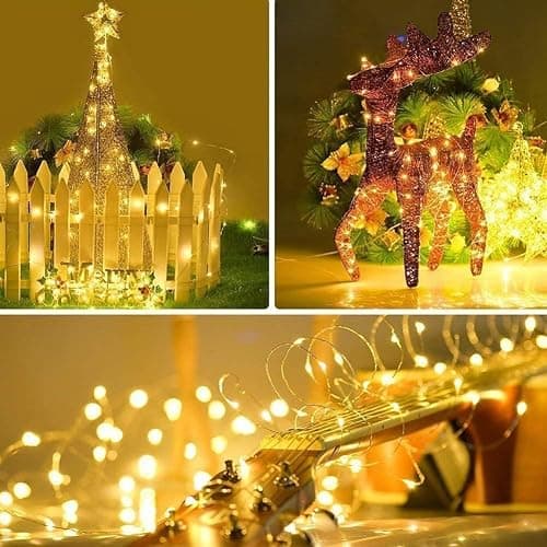 Curtain Lights, 300 LED Dimmable Fairy Lights with Remote and Timer, 8 Modes, USB Powered String Lights for Room Wall Party Xmas Indoor Decor, Warm White, 2 Pack - Warm White - 2 Pack thumbnail 9