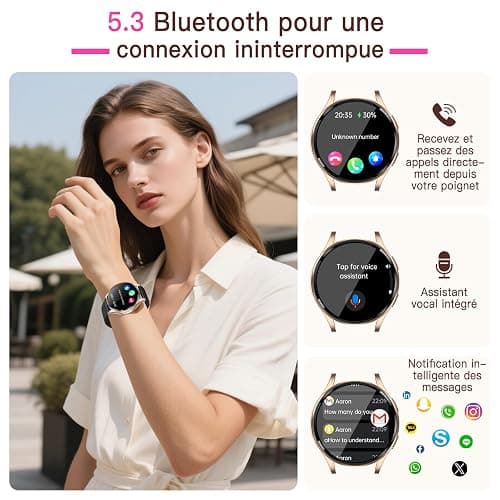 Lgnitek 2026 Montre Connectée Femme avec ECG+HRV/IMC, 1,43" AMOLED Smartwatch avec Fonction Féminine, 24H Τе𝐧ѕіо𝐧 Αrтérіеllе/Fréquence Cardiaque/SpO2/Sommeil Monitor, IP68 Étanche pour Android iOS thumbnail 5