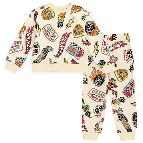 Hot Wheels Fleece Pullover Sweatshirt and Jogger Pants Outfit Set Toddler to Big Kid Sizes (2T - 10-12) - Image 1