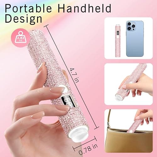 peccera Handheld UV Light for Gel Nails, Glitter UV Nail Lamp, Cordless Portable Mini Gel Nail Lamp for Fast Curing, Rechargeable LCD Polish Nail Dryer for DIY Manicure Decor - Pink Diamond thumbnail 6