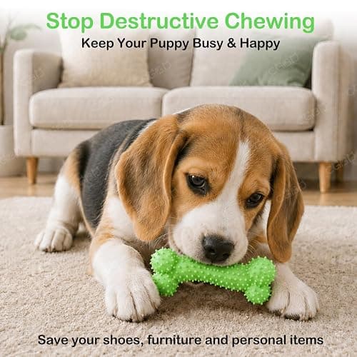 CGBD Puppy Toys, 6 Pack Dog Chew Toys for Puppy, Cute Green Small Dog Toys Teething Toys for Puppies, Soft Durable Interactive Chew Toy for Small Dogs thumbnail 3