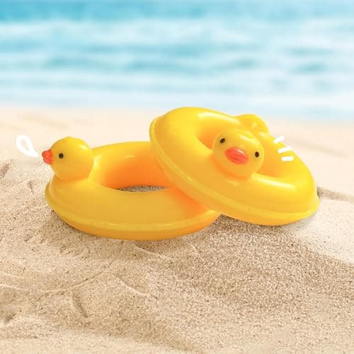 Kaitiaki 2PCS Mini Duck Floaties for Sonny Angel, Cute Yellow Duck Resin Swim Rings Accessories Fits 3 Inch Dolls, Decorative Display Props Clothes for Collectors, Doll Not Included thumbnail 2