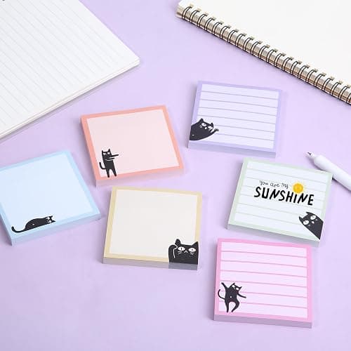 Mr. Pen- Black Cat Sticky Notes Set, 3" x 3", 6 Pads, 480 Sheets, Black Cat Sticky Notes, Memo Pads, Self-Stick Note Pad for Office, School, Home, Study & Organization thumbnail 9