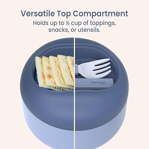 Bentgo Bowl - Insulated Leak-Resistant Bowl with Snack Compartment, Collapsible Utensils and Improved Easy-Grip Design for On-the-Go - Holds Soup, Rice, Cereal & More - BPA-Free, 21.2 oz (Slate) thumbnail 7