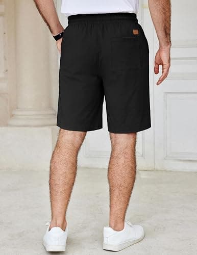 COOFANDY Men's Casual Shorts Cotton Elastic Waist Drawstring Shorts Lightweight Summer Beach Shorts thumbnail 2