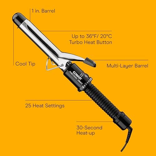 Conair Instant Heat 1-Inch Curling Iron, 1-Inch Barrel Produces Classic Curls, Hair Curler for Short, Medium, and Long Hair, 25 Heat Setting Curling Iron, Black thumbnail 2