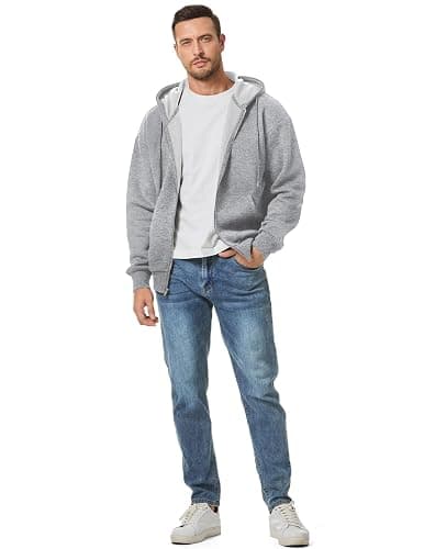 JMIERR Mens Full Zip Casual Cotton Hooded Fleece Drawstring Hoodies Pullover Sweatshirts Casual Long Sleeve Shirts thumbnail 5