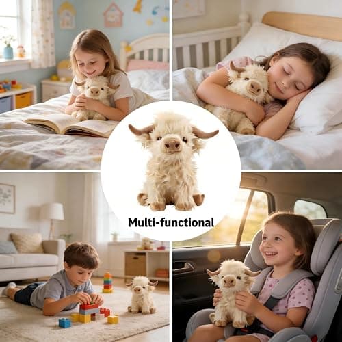 OROZCOR Microwavable Highland Cow Stuffed Animal, Weighted Highland Cow Plush Toys, Cute Weighted Stuffed Animals Gifts for Adult Kids Girls Boys (Microwavable White) thumbnail 6