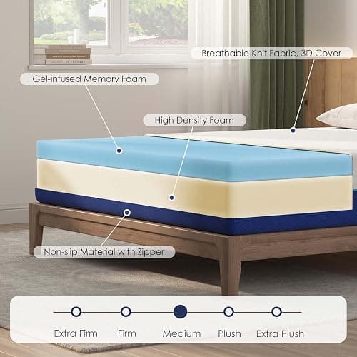 Twin Size Mattress, 6 Inch Twin Gel Memory Foam Mattress for Cool Night & Pressure Relief, Medium Firm in a Box, Back Pain Relief, Washable Cover, 75”x39”x6” (6 Inch, Twin) thumbnail 2