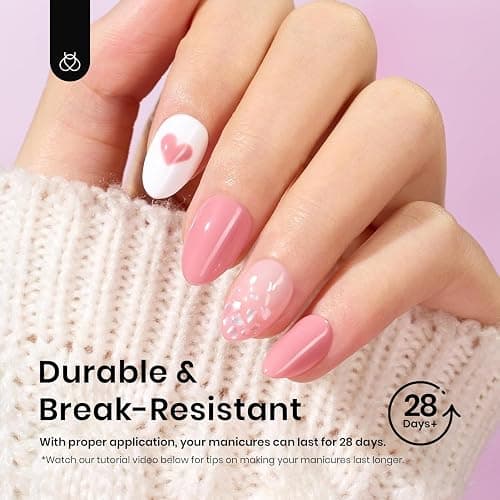 Beetles Gel Nail Tips 576Pcs Extra Short Almond Fake Nails Etch-X | Half Matte Press on Nail Tips Full Cover Gifts for Women Gel Nail Polish Extensions Set thumbnail 5
