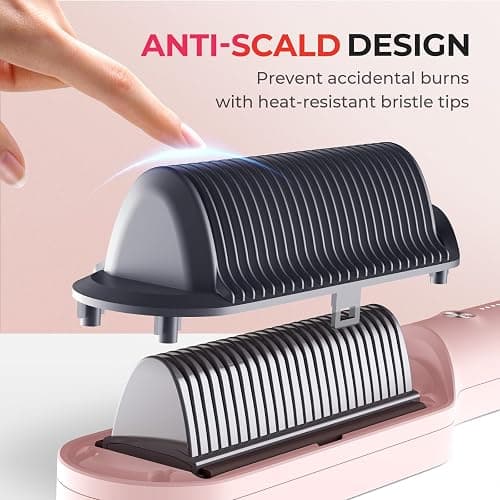 TYMO Hair Straightener Brush, Flat Iron & Hair Brush 2 in 1 for Straightening Hair, Anti-Scald Hot Comb, 5 Temp for All Hair Types (130℃~210℃), Finish with Smooth, Shiny Hair，TYMO RING (Pink) - Pink thumbnail 5