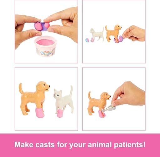 Barbie Fast Cast Veterinarian Clinic Playset with Pink Colored Hair Fashion Doll, Vet Furniture & 10+ Accessories Including Molds & Dough for Bandages thumbnail 3