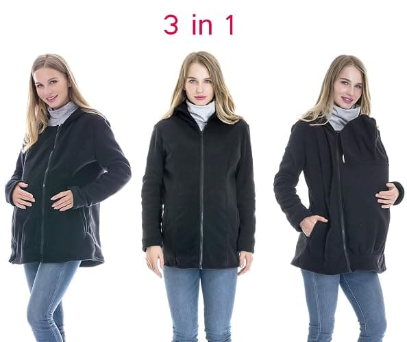 Smallshow Women's 3 in 1 Baby Wearing Jacket Zip Up Fleece Maternity Hoodie Sweatshirt thumbnail 2