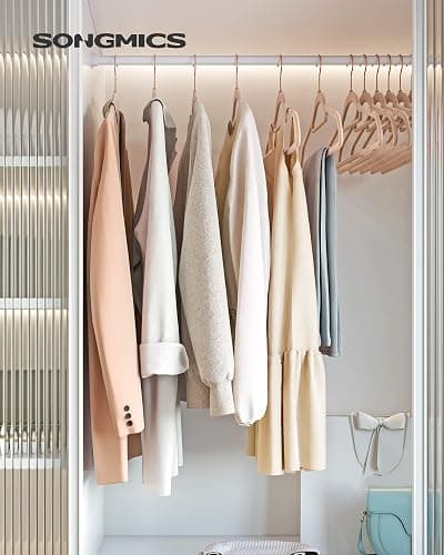 SONGMICS Velvet Hangers, Set of 50 Clothes Hanger with Rose Gold Swivel Hook, Non-Slip, and Space-Saving, 0.2-Inch Thick, 17.1-Inch Long for Coat, Shirt, Dress, Pants, Tie, Caramel Brown UCRF021LB50 thumbnail 3