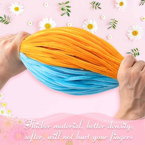 Peryiter 3600 Pcs 12 Inch Craft Pipe Cleaners Fluffy Chenille Stems Bulk with 50 Flower Stems 4 Rolls Floral Tape and 350 Yellow Stamens for DIY Art Projects Creative Gift Wrapping Party Decorations thumbnail 7