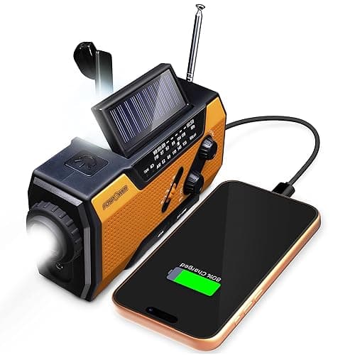 FosPower - Radio Portátil de Emergencia con Manivela, Panel Solar y Batería de 2000mAh (Modelo A1) | Alarma SOS, Linterna y Lámpara de Lectura, Am/FM | Senderismo, Camping y Actividades al Aire Libre - Image 1