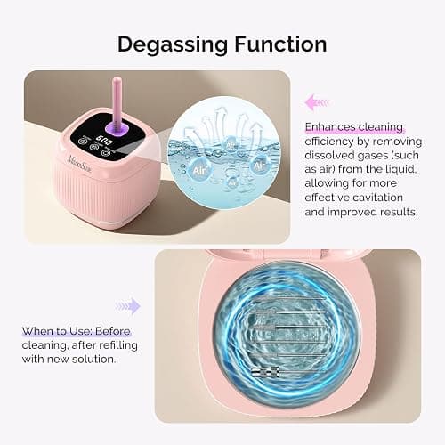 MelodySusie 2 in 1 Nail Tool Cleaning Machine, 3 Timers Mode for Nail Drill Bits, Nail Art Brush, Nail Clipper, Jewelry Cleaning, Salon & Home Use, Pink,DL-160 thumbnail 7