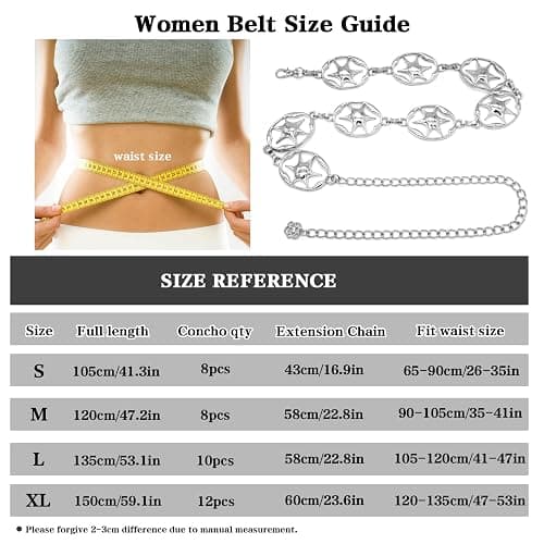 LIMHOO Women's Metal Waist Chain Belts Gold Silver Link Belt for Dresses thumbnail 7