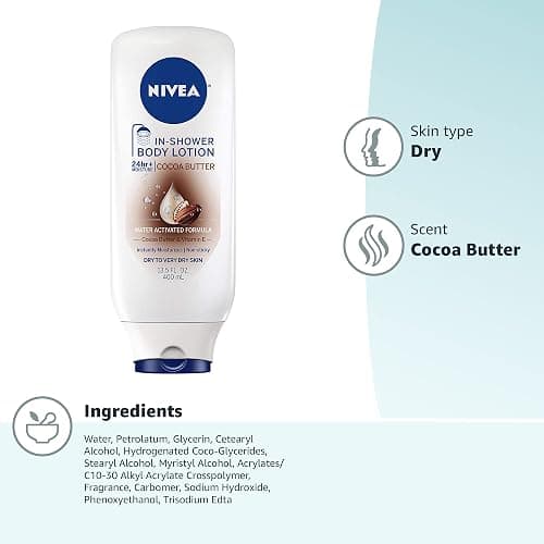 NIVEA Cocoa Butter In Shower Lotion, Body Lotion for Dry Skin, 13.5 Fl Oz Bottle thumbnail 3