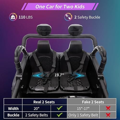 24V Ride on Car Toys, Remote Control 4 Wheels Electric Power Car for Toddlers Kids Boys Girls, 2 Seater Motorized Ride on Cars Vehicle, Purple thumbnail 5