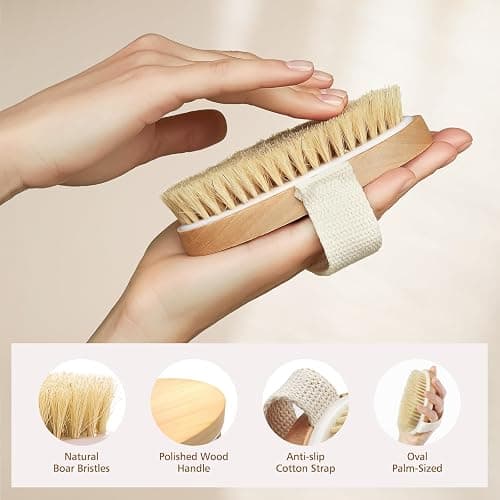 POPCHOSE Dry Brushing Body Brush, Natural Bristle Dry Skin Exfoliating Brush Body Scrub for Flawless Skin, Cellulite Reduction, Lymphatic Drainage and Blood Circulation Improvement - 1 Count (Pack of 1) thumbnail 2