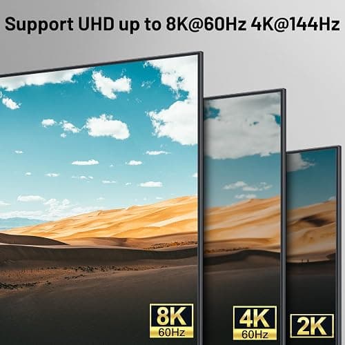 4K@144Hz KVM Switch 2 PC 2 Monitor 8K@60Hz,MLEEDA HDMI+Displayport Commutateur KVM Dual Monitor pour 2 Ordinateurs Partagés 2 Moniteurs et 4 Ports USB3.0,Télécommande Filaire et USB Câbles thumbnail 6