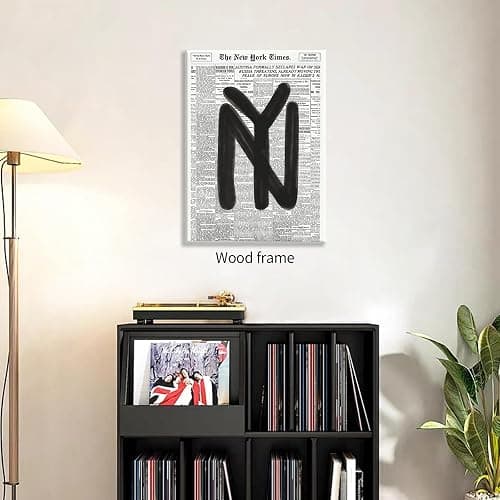 Black and White Newspaper Wall Art Vintage New York City Poster Trendy Minimalist Aesthetic Canvas Prints 12X16 inch Framed for Apartment Bedroom Wall Decor thumbnail 3