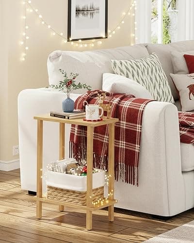 TUTOTAK Small Side Table, Narrow End Table, Skinny Sofa Table, Slim Nightstand, Couch Table, Living Room, Bed Room, Natural TB01BN062 thumbnail 8