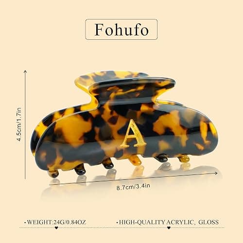 Fohufo Initial Cute Hair Clips - Tortoise Shell Letter Elegant Hair Claw Clips, Fashion Glitter Claw Clips Durable Hair Clips, Wedding Gift, Bridesmaid Gifts, Birthday Gifts, Christmas Gift, Letter J thumbnail 5