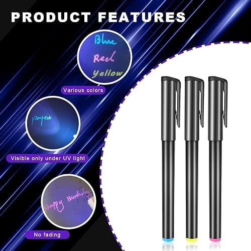 Daemson Invisible Ink Pen, Spy Pen with 6 PCS Mini UV LED Keychain Flashlight, Disappearing Ink Magic Pens with Black Light Markers for Secret Notes, Fit for Christmas Halloween Holiday Gifts (6 PCS) thumbnail 3