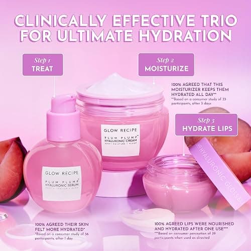 Glow Recipe Plum Plump Hyaluronic Acid Face Cream - Hydrating, Firming & Plumping Facial Moisturizer for Women & Men - Korean Skin Care with Polyglutamic Peptides to Reduce Dry Skin Wrinkles (50ml) thumbnail 4