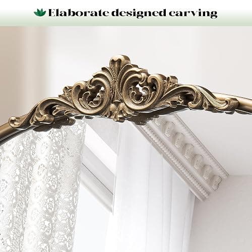 Wiserset Vintage Baroque Arched Wall Mirror, 30"x40" Antique Gold Bathroom Wall Mirrors, Large Ornate Arch Bronze Mirror for Over Sink, Fireplace, Entryway, Living Room, Hanging or Leaning thumbnail 5