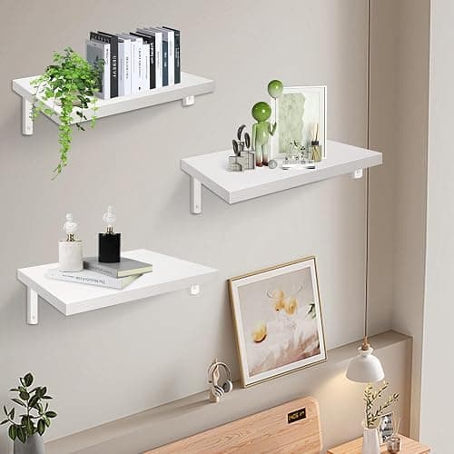 COCIVIVRE 40cm MDF Floating Shelves Wall Mounted 20cm Deep, Set of 3 White Floating Bookshelf for Bedroom, Living Room, Kitchen Storage, Sturdy Shelves with Strong Brackets for Plant Wall Decor thumbnail 8