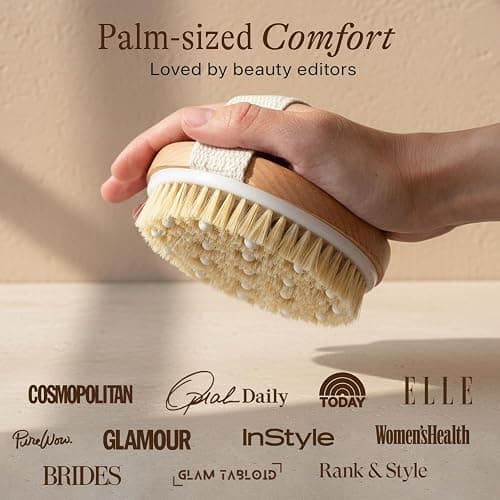 Dry Brushing Body Brush for Lymphatic Drainage & Cellulite - Natural Brustles for Wet and Dry Brushing, Body Exfoliating Brush with Massage Nodes for Soft & Smooth Skin thumbnail 6