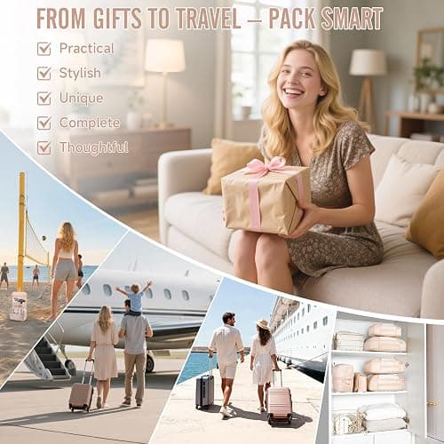 Veken 8 Set Packing Cubes, Cruise Ship Travel Essentials Accessories for Beach Vacation, Personalized Gifts for Women Mom Her, Suitcase Organizer Bags for Luggage with Hanging Toiletry Bag thumbnail 8