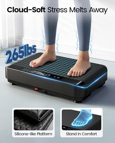 Viamotion Vibration Plate Exercise Machine, Full Body Vibrating Platform for Lymphatic Drainage Weight Loss, 99 Levels Shake Plate Home Workout Equipment with LED Display for Women, Black thumbnail 6