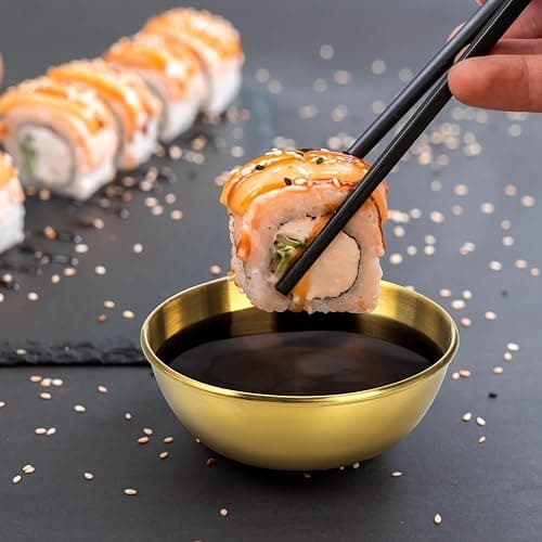 ZXBMS 12 Pack 3.2 Inch Gold Stainless Steel Dipping Bowls – Small Bowls for Dips, Soy Sauce, Condiments, Appetizers, Facial Bowl for Esthetician Use thumbnail 2