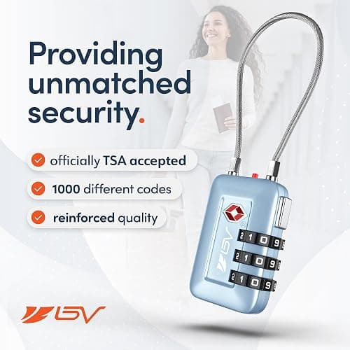 BV TSA Approved Locks, no Key to Lose. Luggage Locks TSA Approved for School, Gym, Suitcase, Baggage and More. TSA Locks for Luggage & Backpack, Luggage Lock, Travel Lock, TSA Lock, Suitcase Locks - Black 4 Pack thumbnail 2