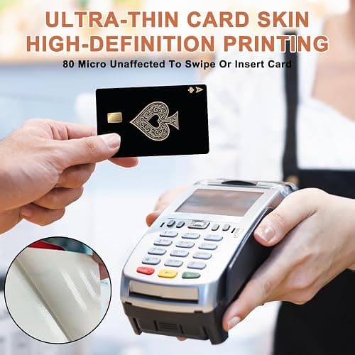 5Pcs Credit Card Skin Sticker, Funny Credit Card Skin Sticker Cover, Vinyl Stickers for Debit Credit Cards, Cute Waterproof Skins Cover for Bank, EBT, Key, Transportation, ID (Poker) thumbnail 7