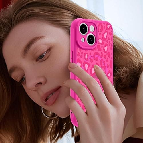 KANGHAR Case for iPhone 13 Hot Pink Leopard Printed Pattern Cute Cheetah [Compatible with Magsafe] Protective Magnetic Case for Girls Women 6.1" thumbnail 6