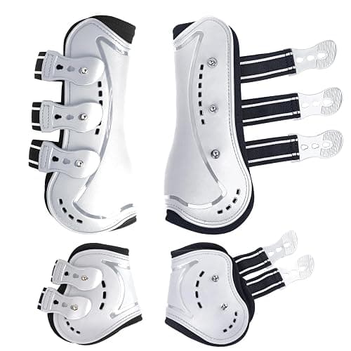HackFond Horse Tendon Boots, Fetlock Boots & Open Front Boots for Jumping, Set of 4, Horse Protection Leg Guard - Image 1