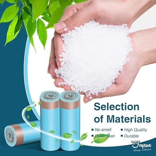 JOYEUX 2.6 Gallon Small Trash Bags, No-Tearing Drawstring Mini Garbage Bags for Bathroom Kitchen, Beachside Breeze Scent, 66 Count thumbnail 7