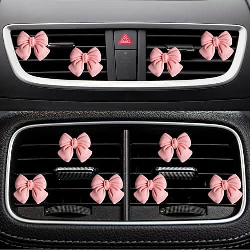 CasaPopz 6 pcs Pink Bow Car Air Vent Clips Coquette Cute Girly Car Decor Accessories Interior Aesthetic Decorations Charm Stuff for Women Girl thumbnail 5